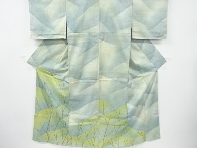 樹木模様手織り紬訪問着